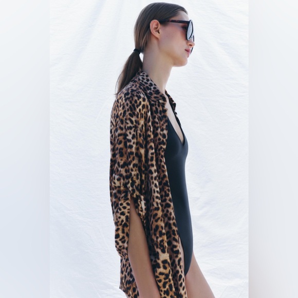 Zara ZW Collection Oversized Animal Print Boho Shirt Size XS - Picture 4 of 11